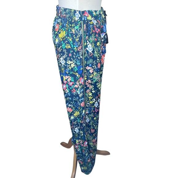 Lior Paris Floral Palazzo Pants w/Side-Seam Trim & Tie-Waist Oversized S fits M - Picture 3 of 10